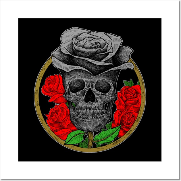 Skull head rose color Wall Art by Darts design studio